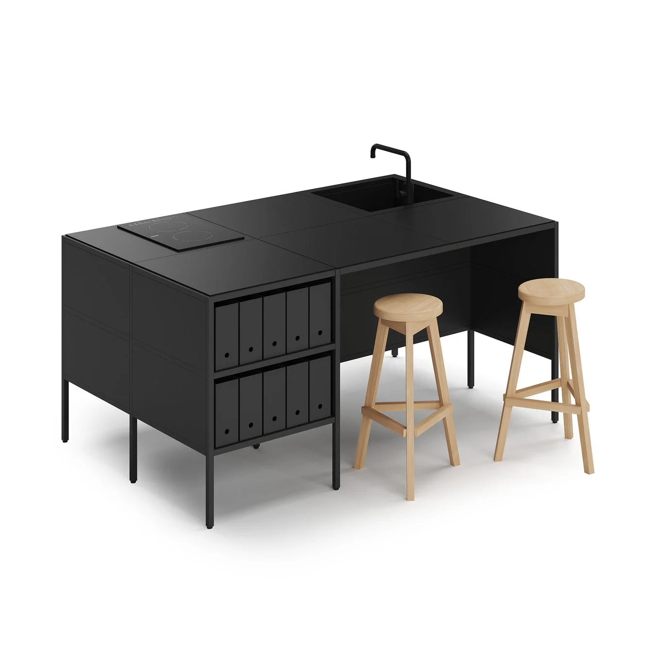 黒いキッチンアイランド