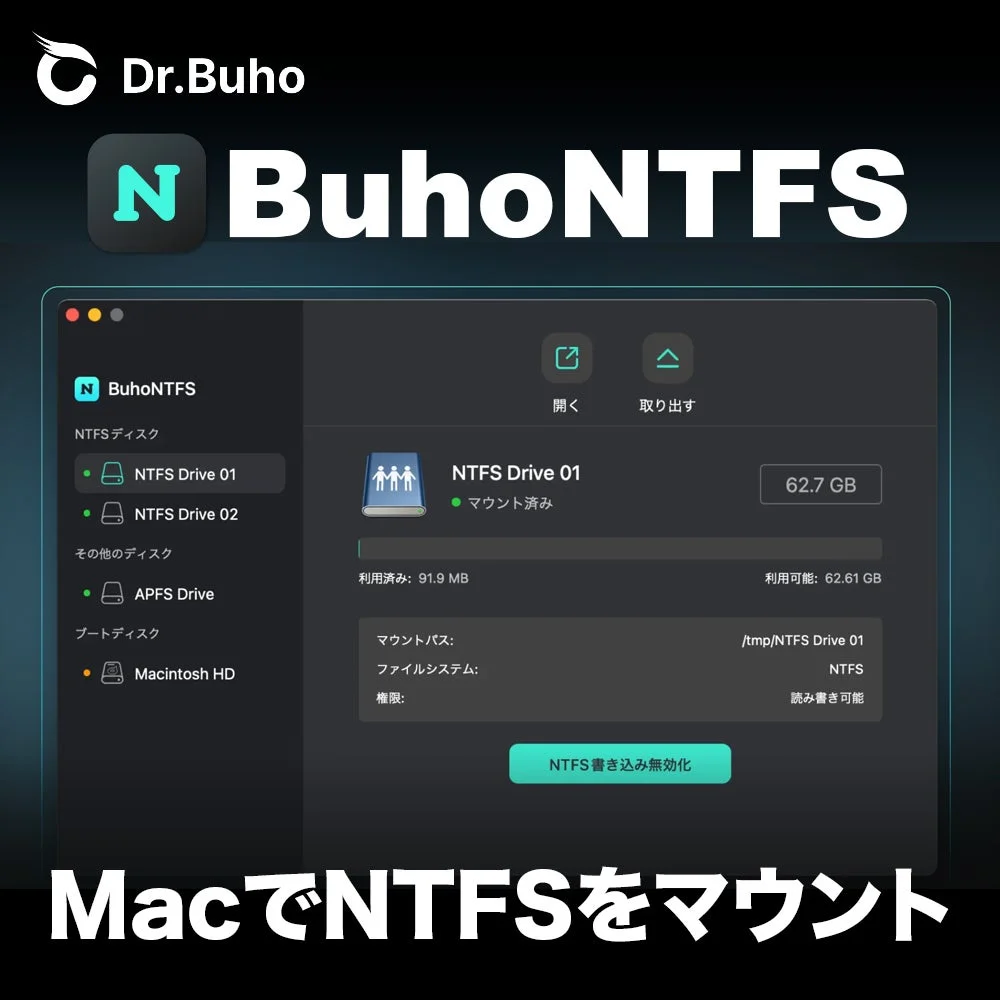 BuhoNTFSのインターフェース