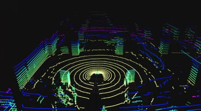 LiDARセンサーによる点群データ