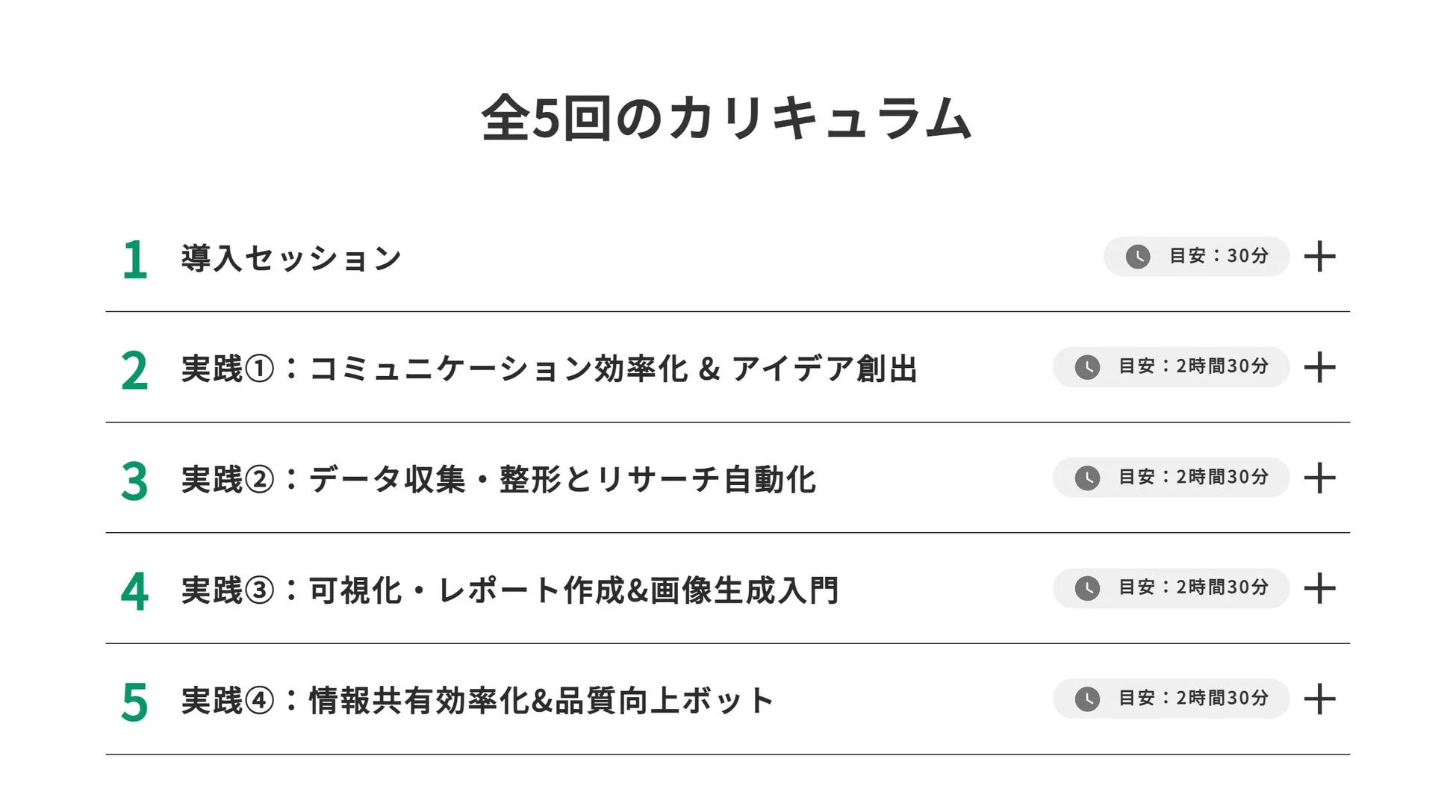 全5回のカリキュラム