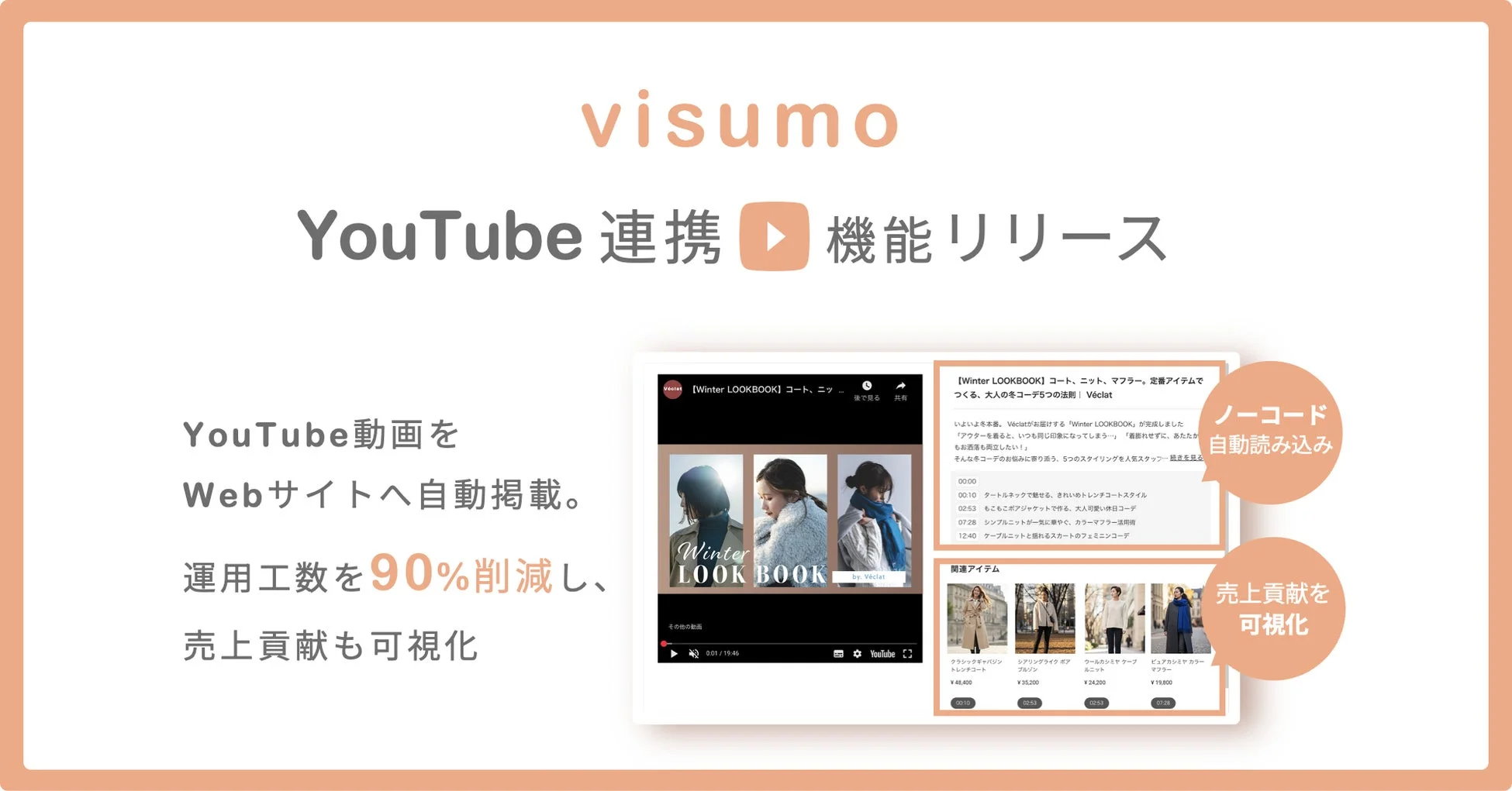 visumo YouTube 連携 機能 リリース