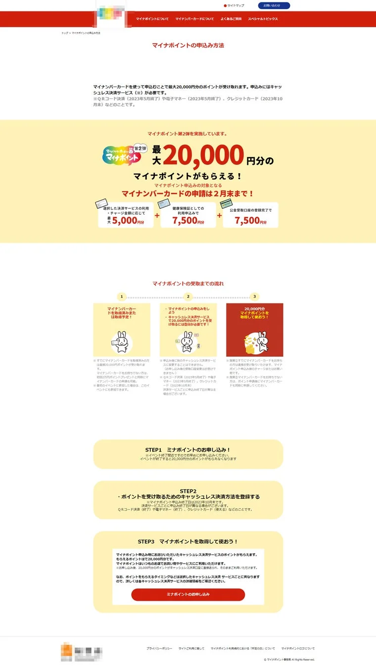 マイナポイントの案内画面