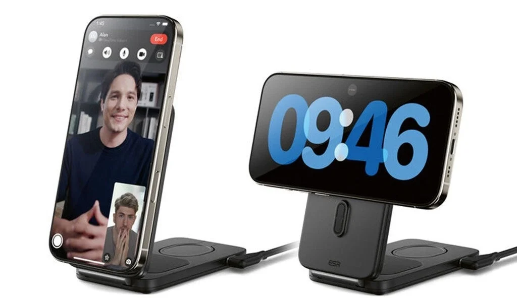 iPhoneのビデオ通話と時計表示