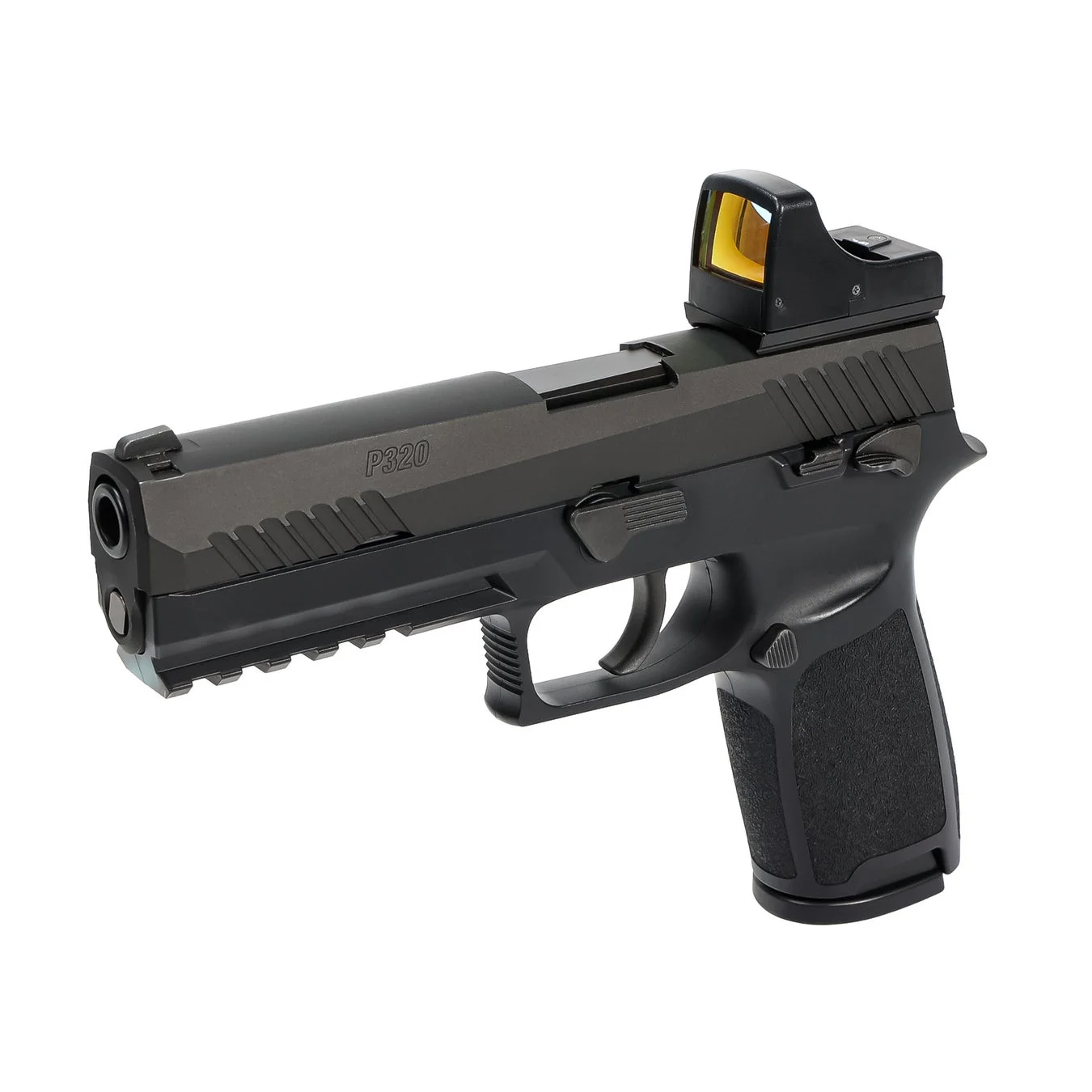 P320モデルの自動拳銃のクローズアップ画像