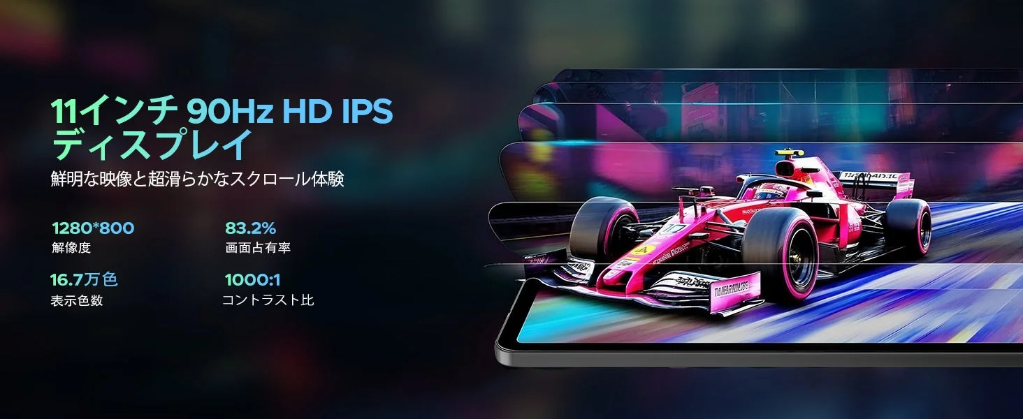 11インチ90Hz HD IPSディスプレイ