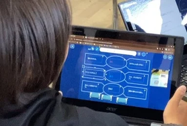 ノートパソコンを操作する子ども