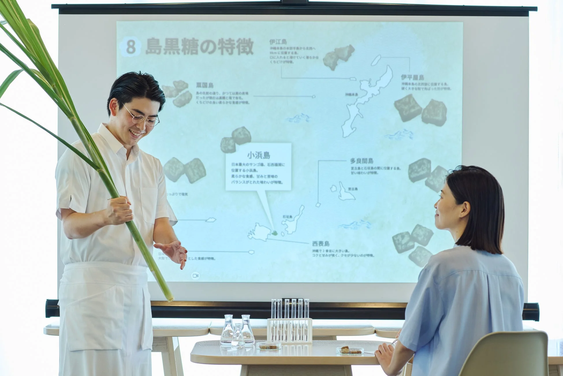 黒糖、さとうきび、プレゼンテーション、セミナー、沖縄、食材、研究、試食、説明会