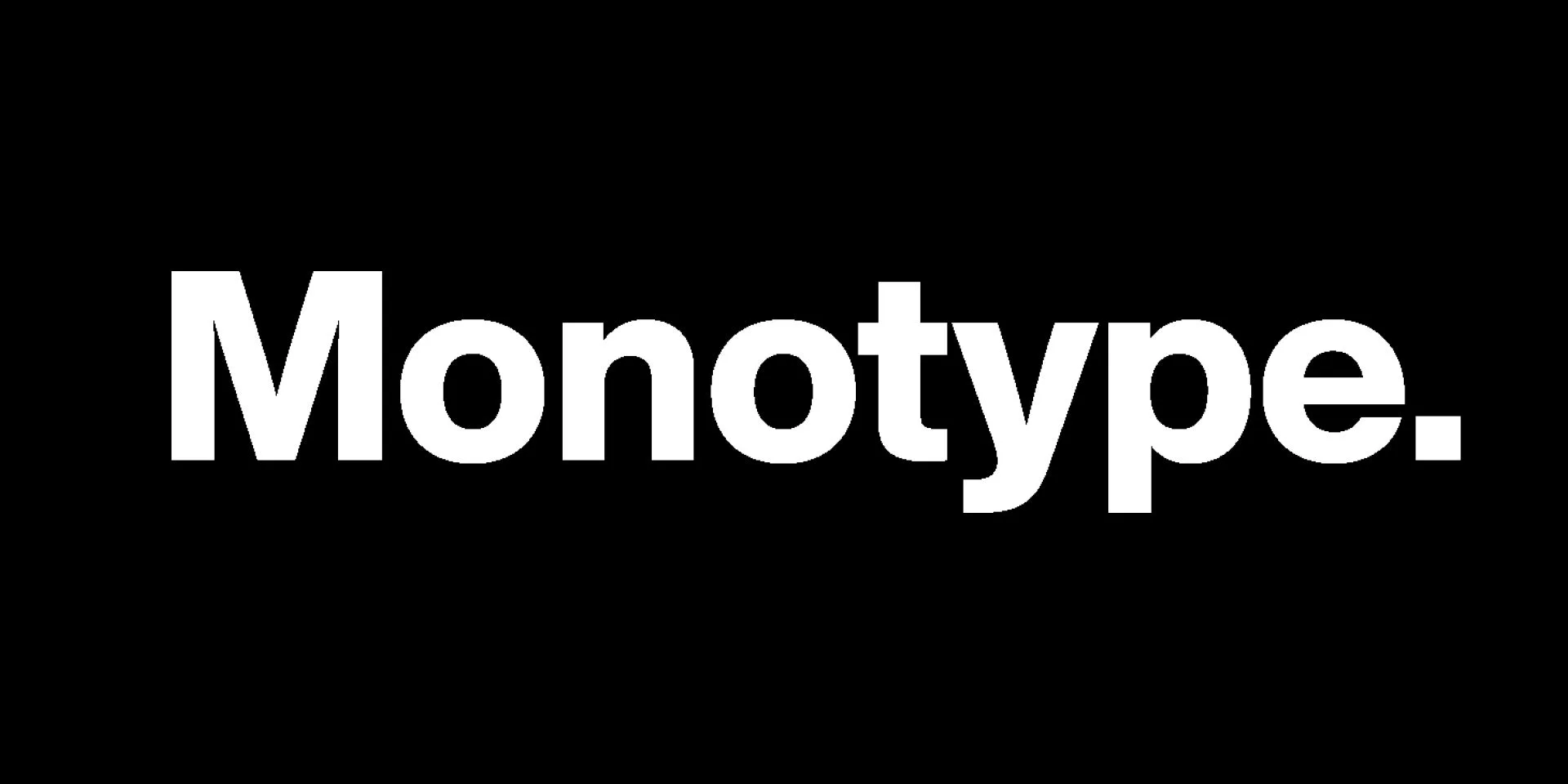 黒い背景に白抜き文字で「Monotype.」と書かれたロゴ画像です。シンプルで力強い印象を与えます。