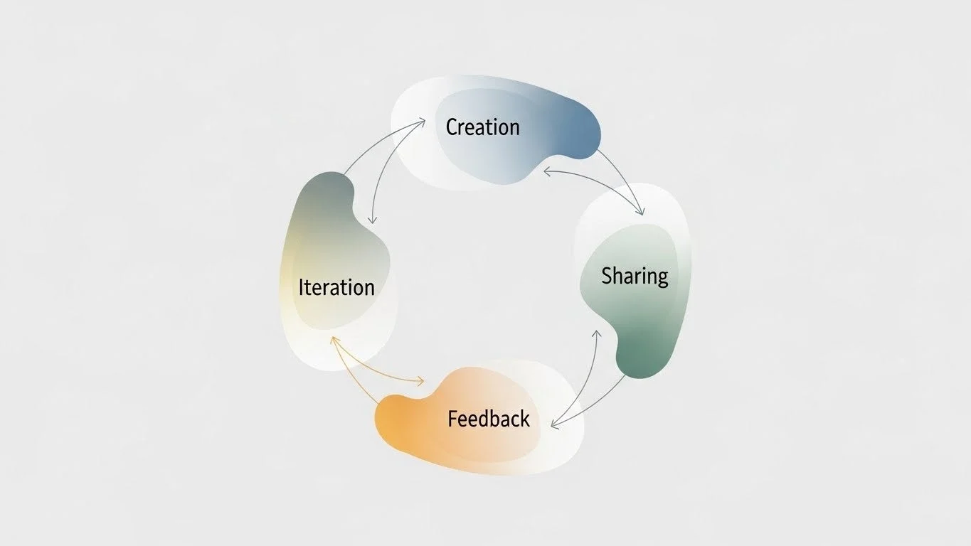 創造,共有,フィードバック,反復のサイクル