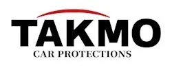 「TAKMO CAR PROTECTIONS」という文字と赤い曲線がデザインされたロゴ画像です。自動車保護関連のブランドを表しています。