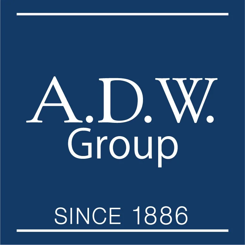 A.D.W. Groupのロゴが描かれた画像です。ダークブルーの背景に白文字で「A.D.W. Group」と「SINCE 1886」が表記されており、上下には白い線で装飾されています。