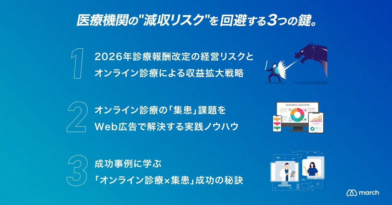 医療機関が2026年診療報酬改定やオンライン診療による減収リスクを回避し、収益を拡大するための3つの鍵を解説