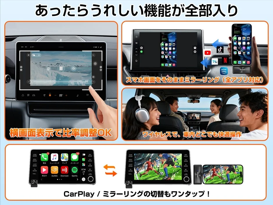 車載ディスプレイでのアプリ操作と多機能性