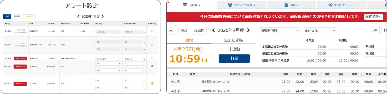 時間外労働アラートと面接指導