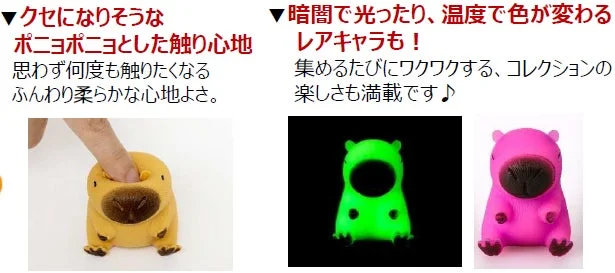 触り心地と光る・色が変わるレアキャラの説明