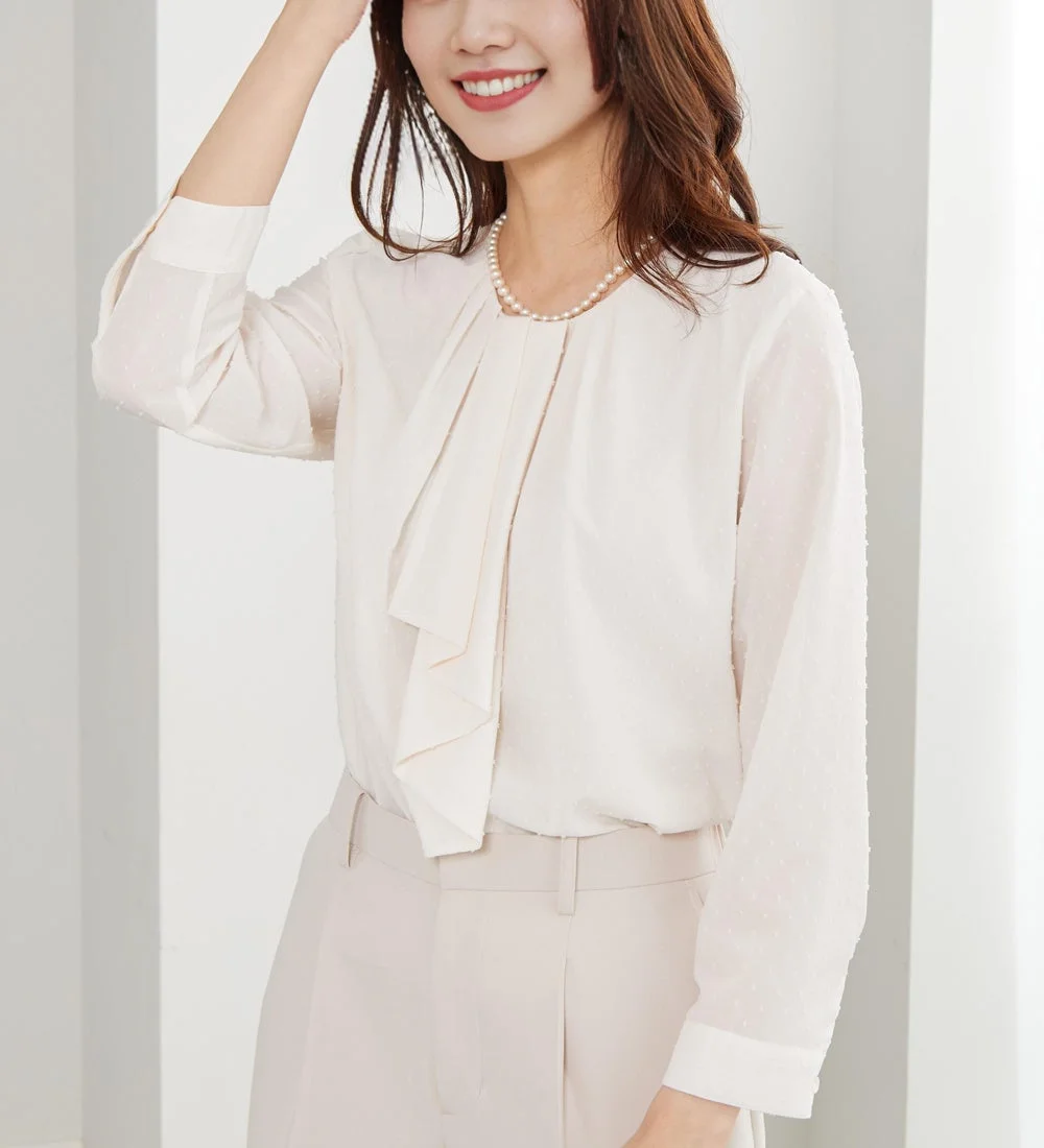 ドットシフォンボウタイブラウス