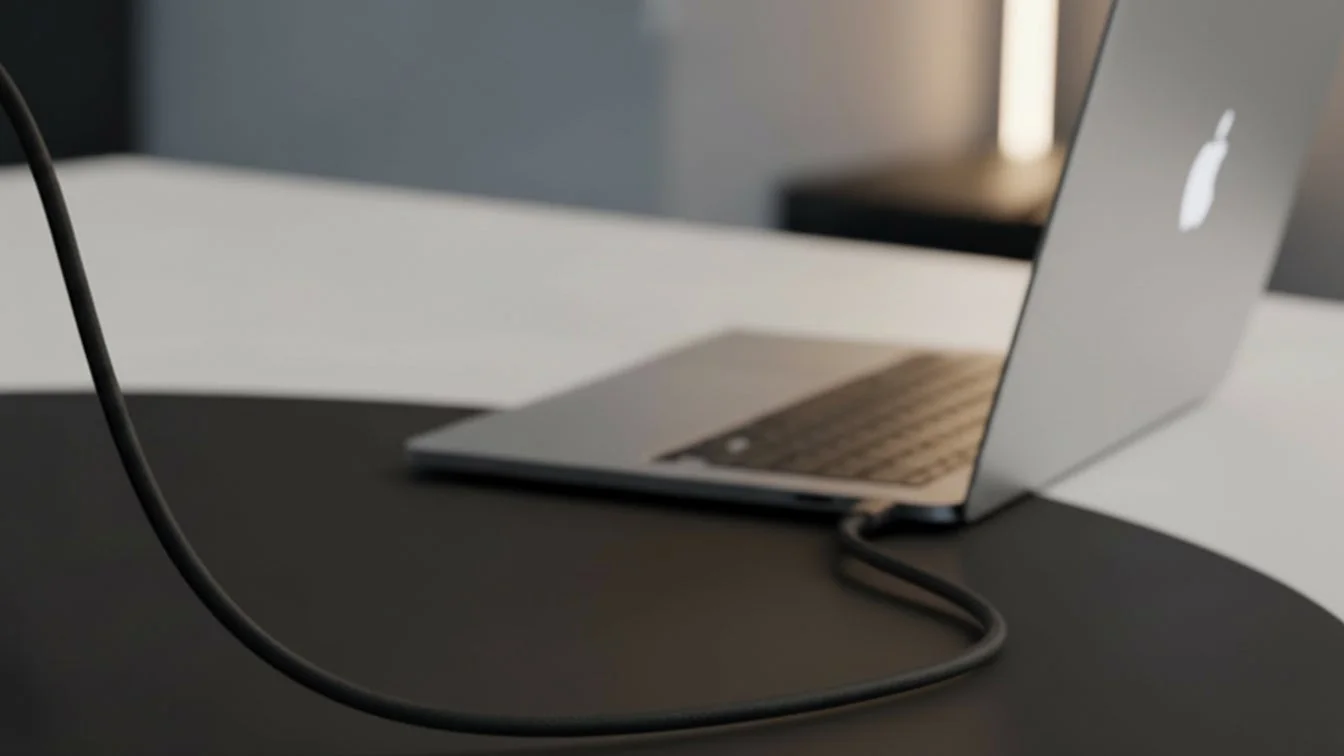 MacBookにケーブルを接続