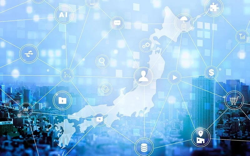 テクノロジーによる社会全体のデジタル化と情報連携を象徴するイメージ