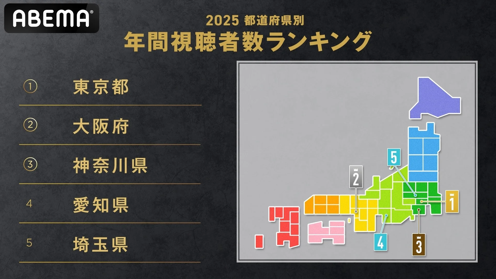 ABEMA 2025 都道府県別 年間視聴者数ランキング