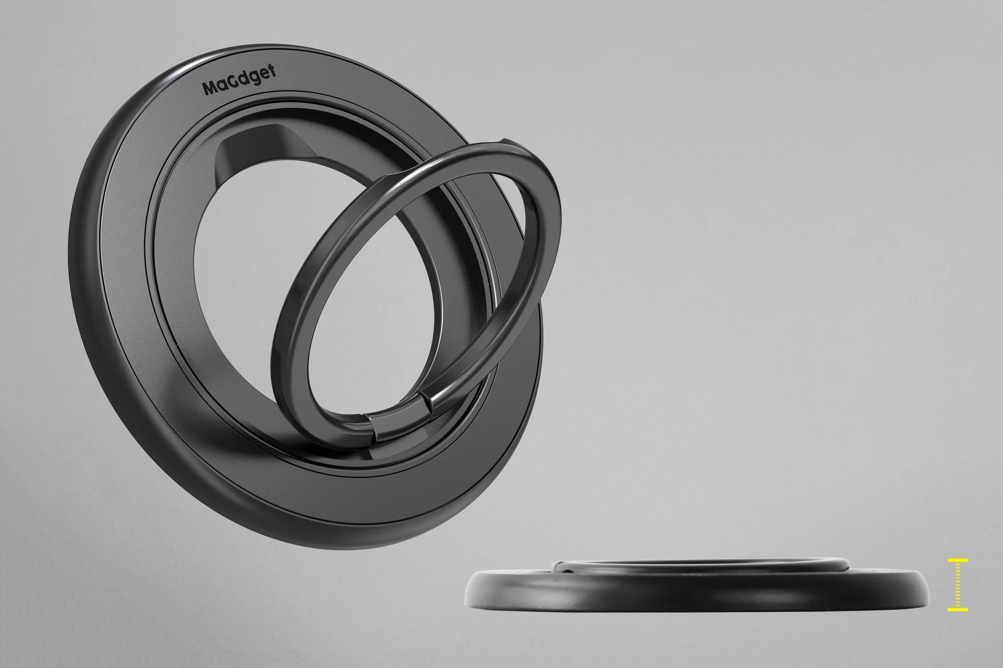 シンプルなデザインの黒いスマホリング