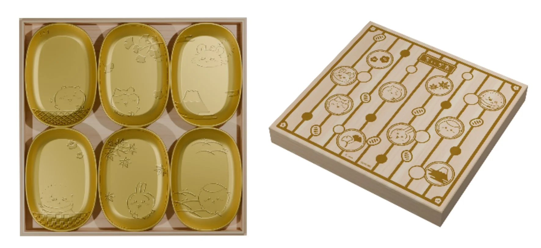 商品郵送イメージ（ちいかわ小判豆皿セット）