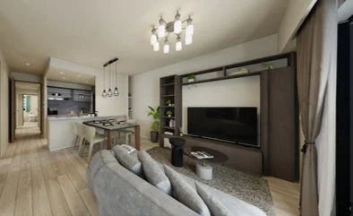 バーチャル空間のリビングダイニング