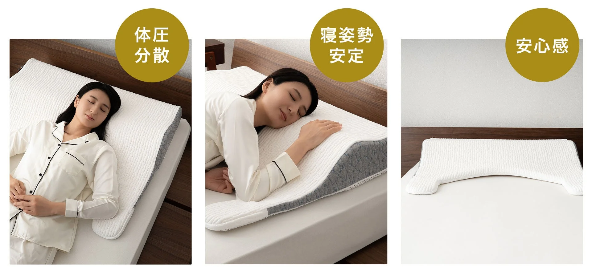 体圧分散、寝姿勢安定、安心感