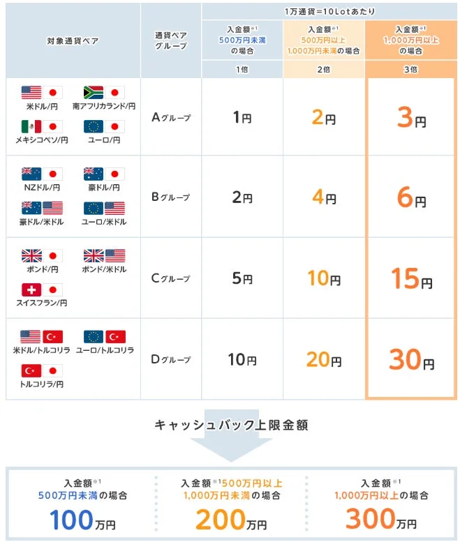 キャッシュバック詳細