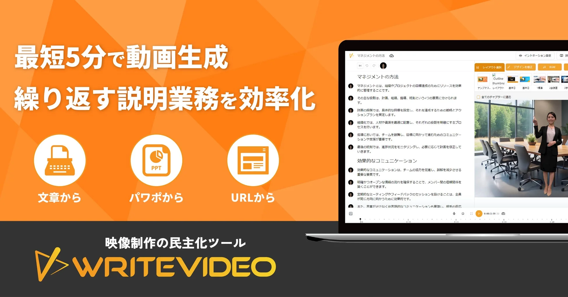 WriteVideoで最短5分で動画生成