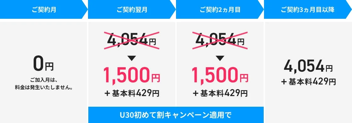 U30初めて割キャンペーン適用時の料金プラン