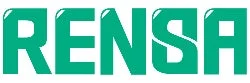 緑色の文字で「RENSA」と書かれたロゴマーク。文字には白い縁取りが施されているシンプルなデザインです。