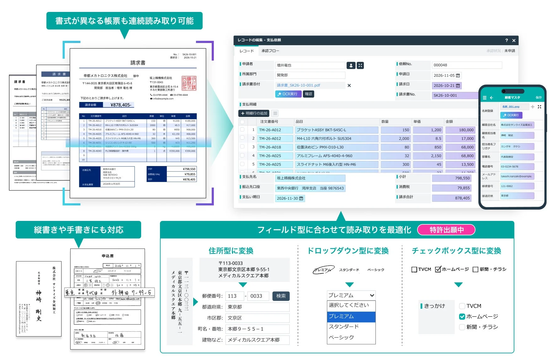 異なる書式の帳票も読み取れるAI-OCR