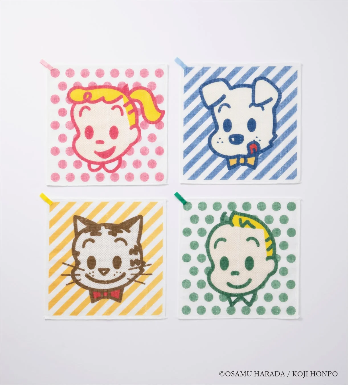 4種類のOSAMU GOODSかや織ふきんのデザイン