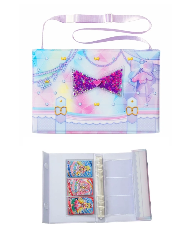 キラキラとしたリボンが特徴の、パステルカラーで彩られたファンシーなショルダーバッグです。