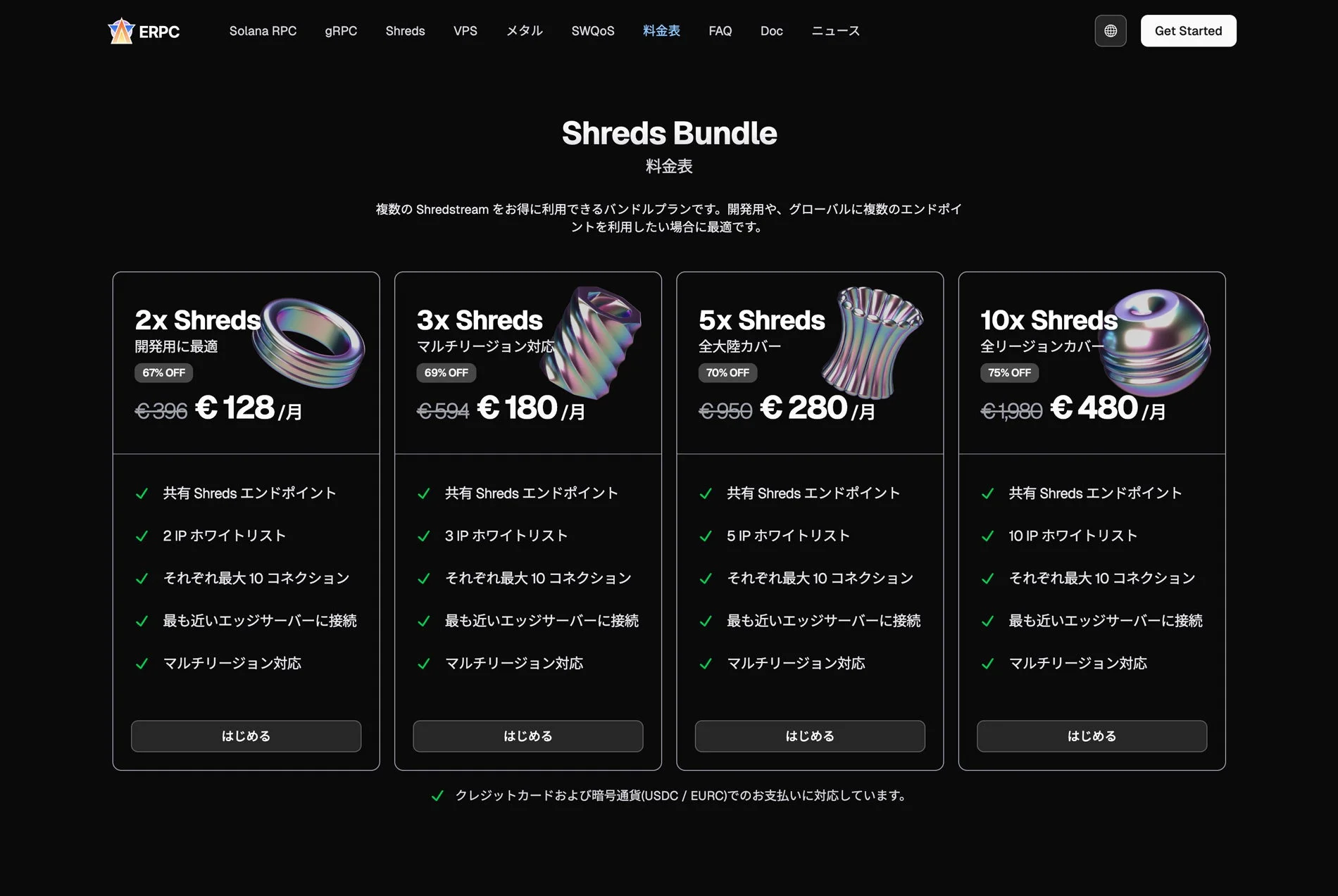 Shreds Bundle 料金表