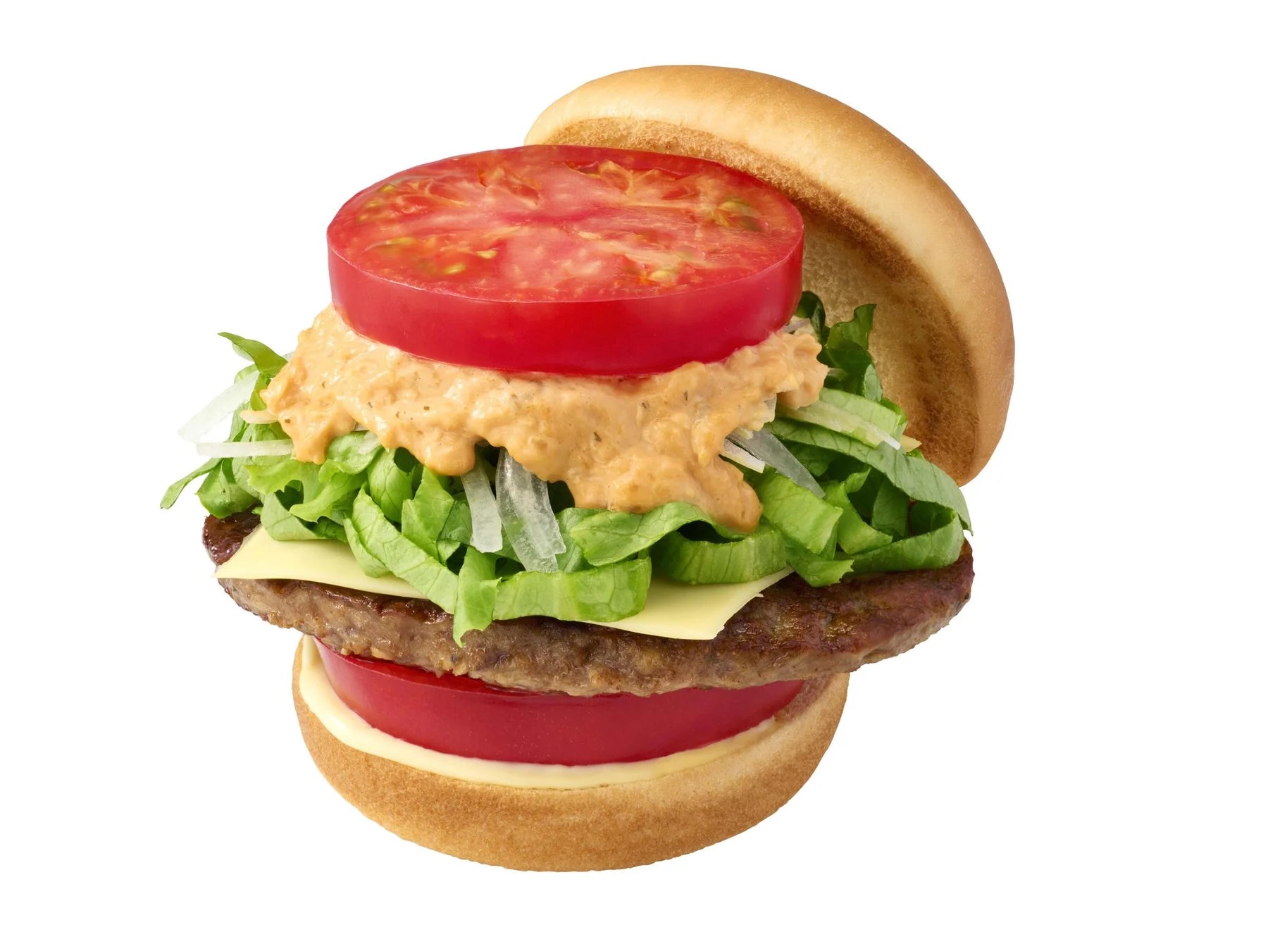 新とびきり 大盛りトマト モス野菜チーズバーガー