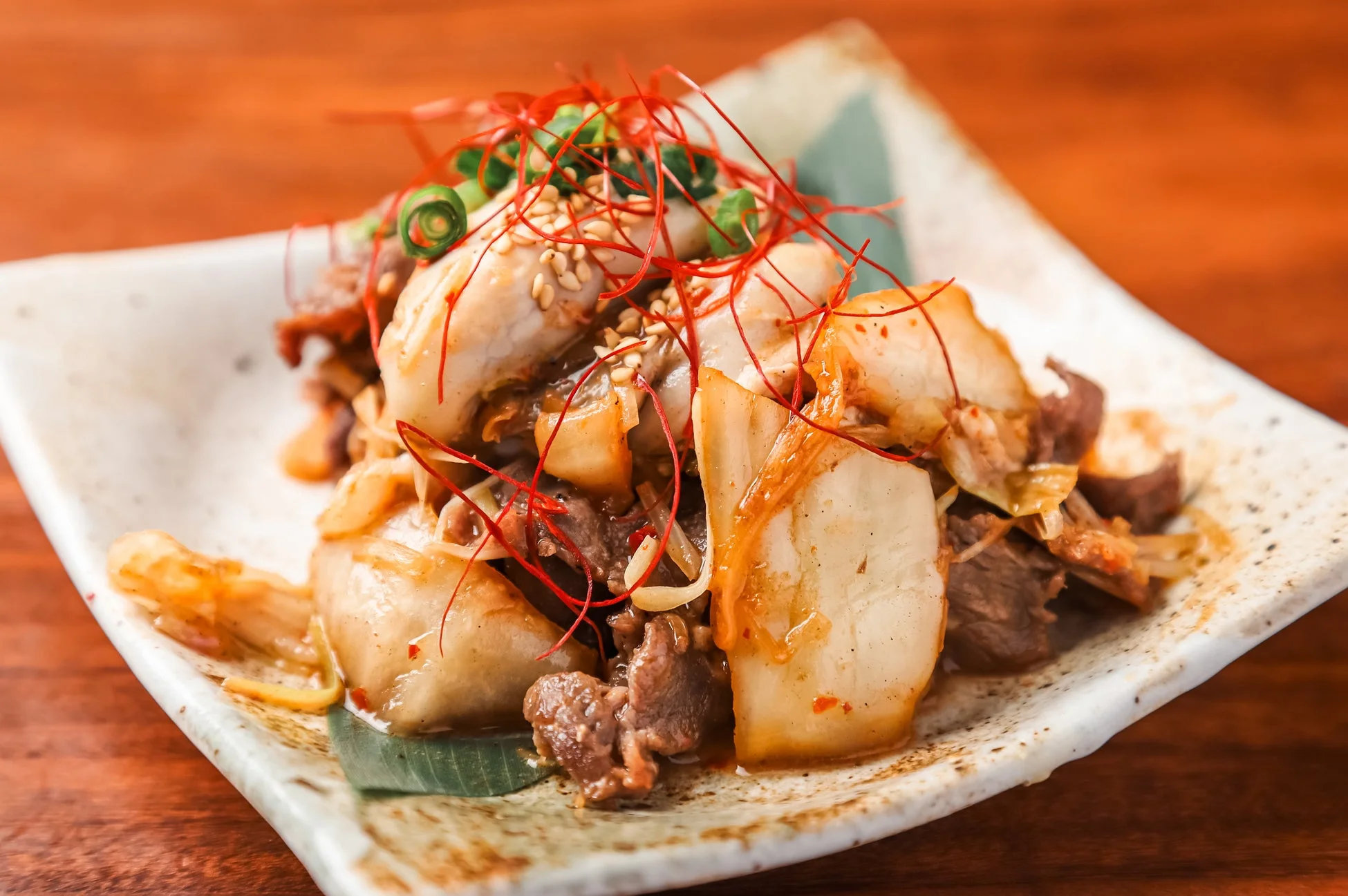 牡蠣のキムチ炒め