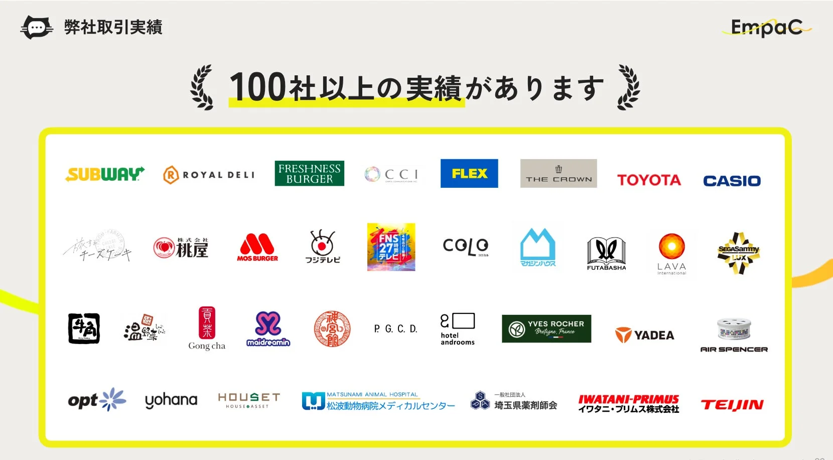 弊社取引実績の画像