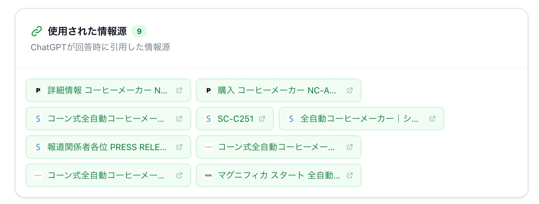 ChatGPTが引用した情報源