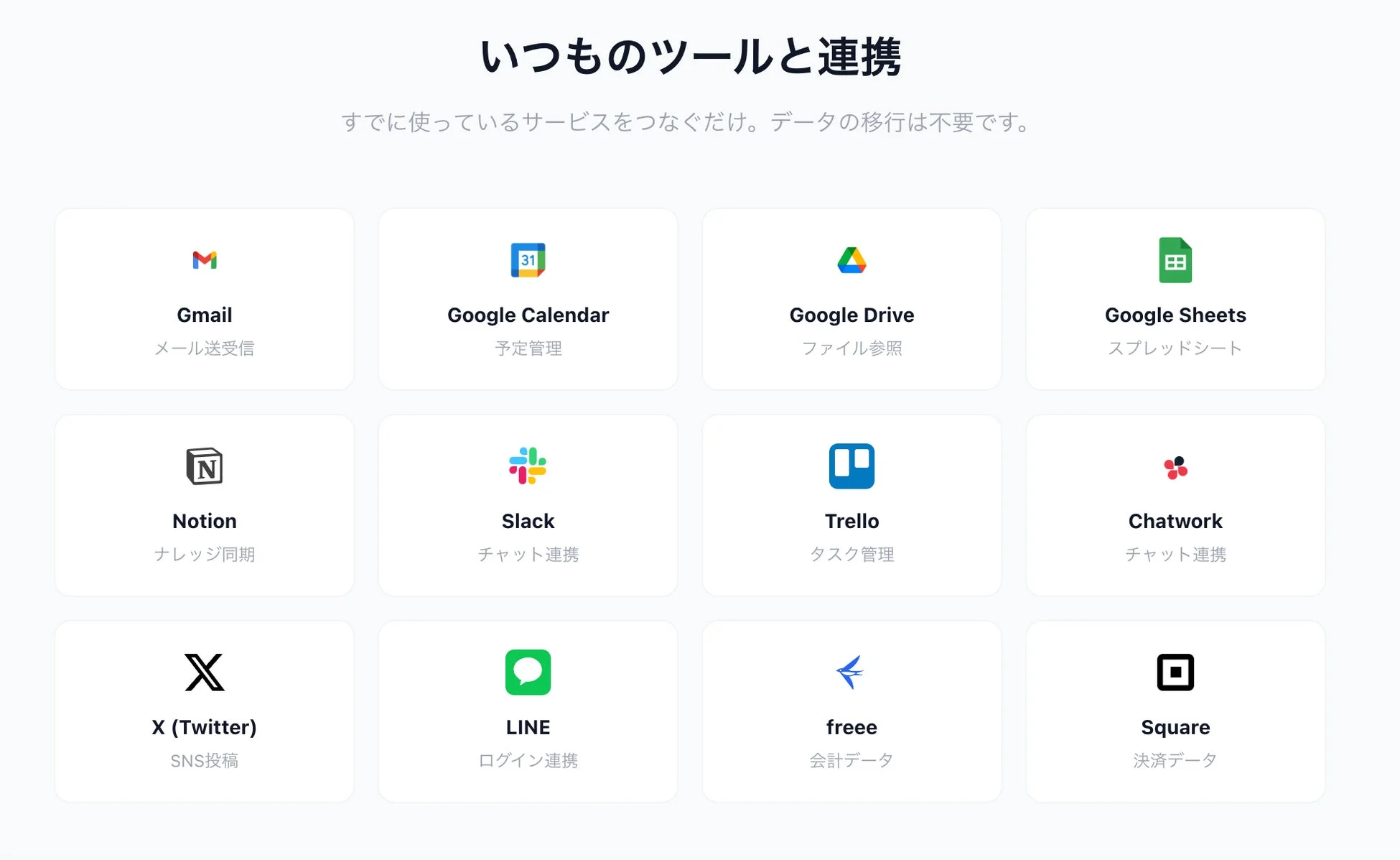 連携可能なツールのアイコン